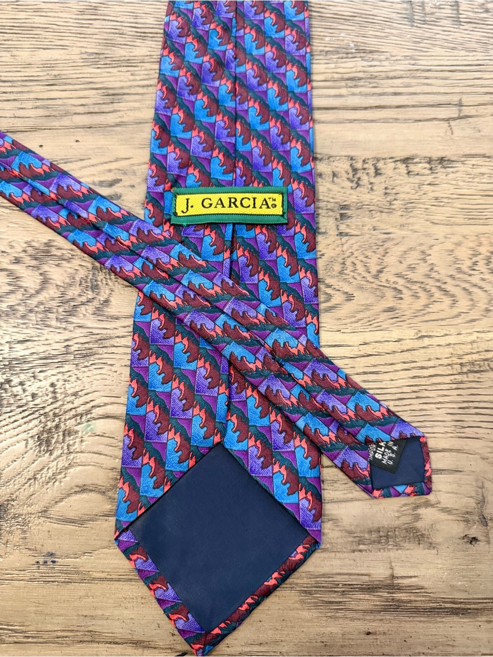 J. Garcia Purple, Blue & Red Geometric Silk Tie